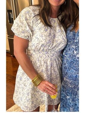 Tripp NYC Cream Midi Dress with Light Blue Floral Print